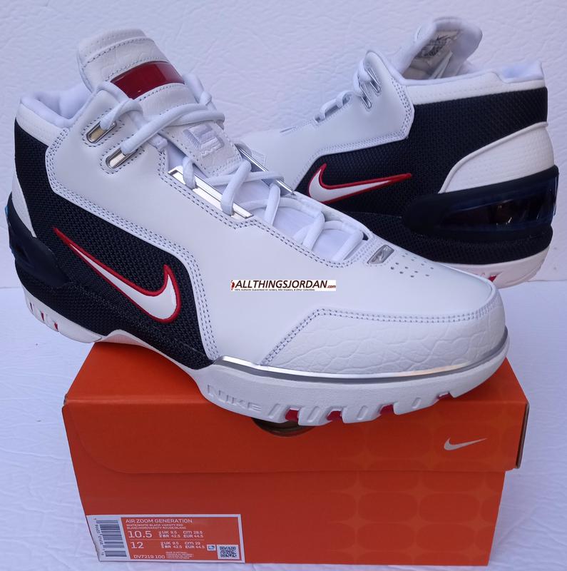 Nike Air Zoom Generation QS (Lebron James 1st shoe) (White/White-Varsity Crimson) DV7219 100  Size US 10.5M