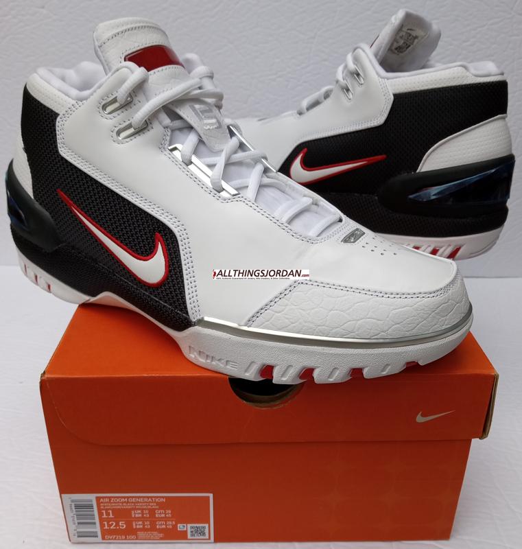 Nike Air Zoom Generation QS (Lebron James 1st shoe) (White/White-Varsity Crimson) DV7219 100  Size US 11M