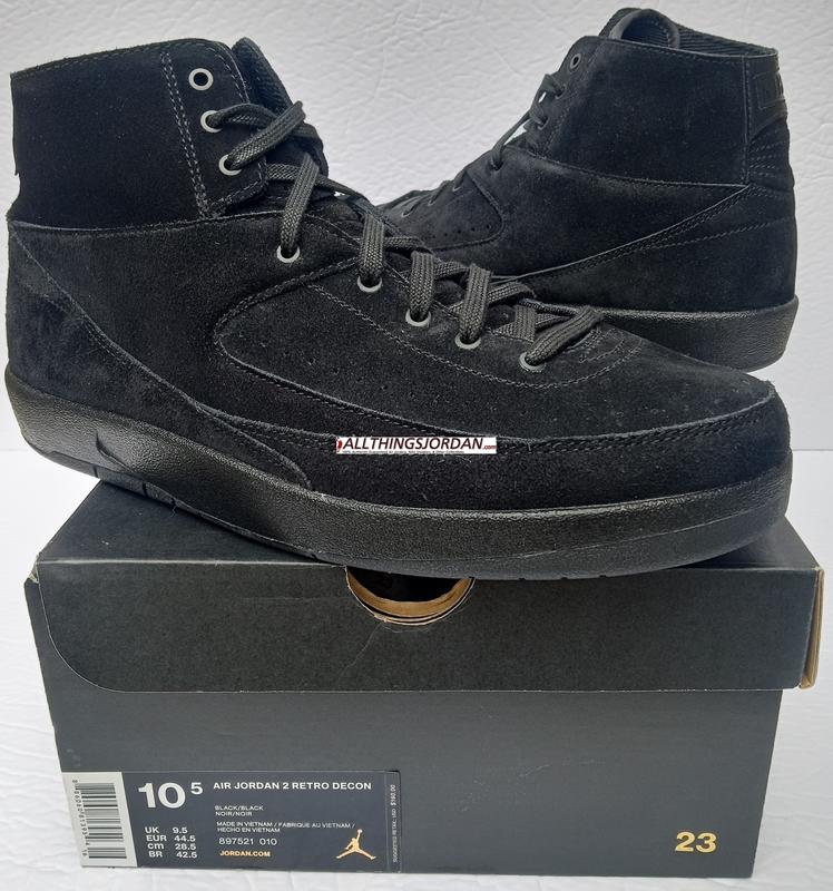 Air Jordan 2 Retro High Decon (Black/Black) 897521 010 Size US 10.5M