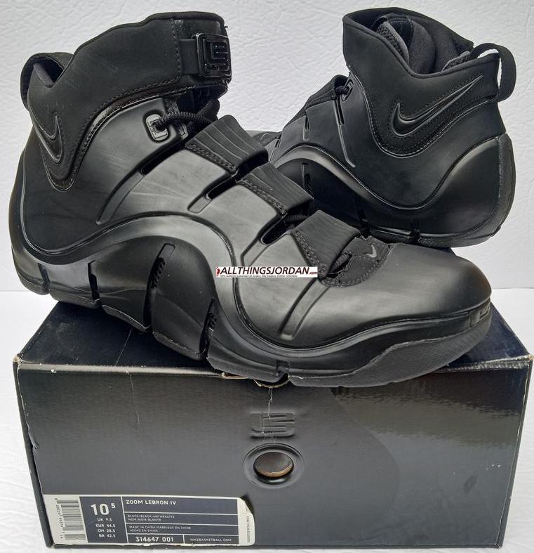 Nike Air Zoom Lebron IV (Lebron James 4th shoe) (Black/Black-Anthracite) 314647 001  Size US 10.5M