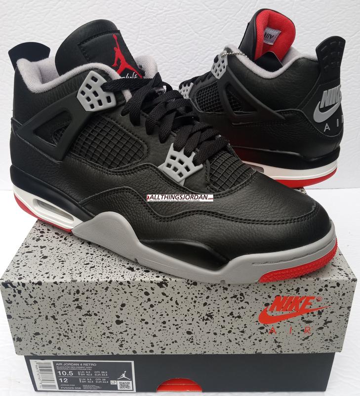 Air Jordan 4 Retro (Re-imagined bred 4) (Black/Fire Red-Cement Grey) FV5029 006 Size US 10.5M