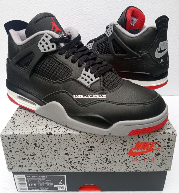 Air Jordan 4 Retro (Re-imagined bred 4) (Black/Fire Red-Cement Grey) FV5029 006 Size US 11M